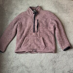 Pink VS Taupe Sherpa Half Zip Sweatshirt SIZE M